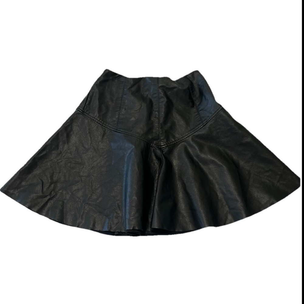 Habitual Black Leather Skater Skirt 14 girl